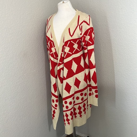 PRONTO USA red and cream cardigan - Picture 4 of 8